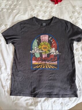 Vans Black Tee with Multicolor Sun and Desert Graphic